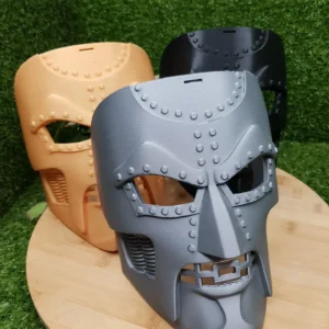 Dr. Doom Mask, 3D printed in PLA – view 2