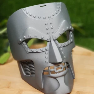 Dr. Doom Mask, 3D printed in PLA – view 3