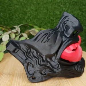 Japanese Oni Mask – black with coloured teeth, 3D printed in ABS – view 9