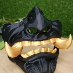 Japanese Oni Mask Gold & Black Edition, 3D printed in ABS – view 9