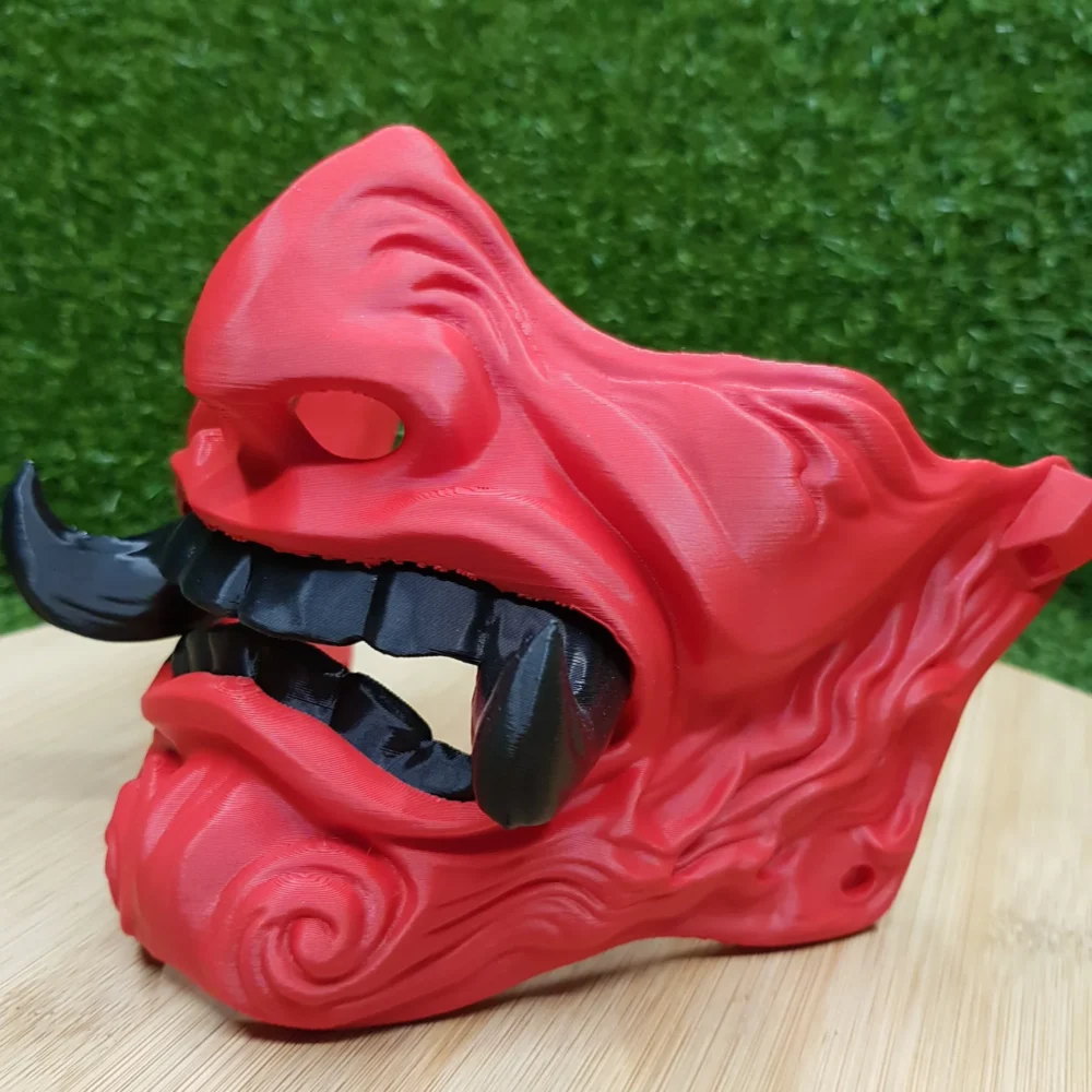 Japanese Oni Mask – Red With Black White Teeth 2