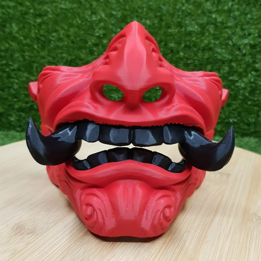 Japanese Oni Mask – Red With Black White Teeth 3