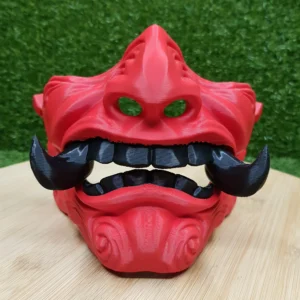 Japanese Oni Mask – Red With Black White Teeth 3