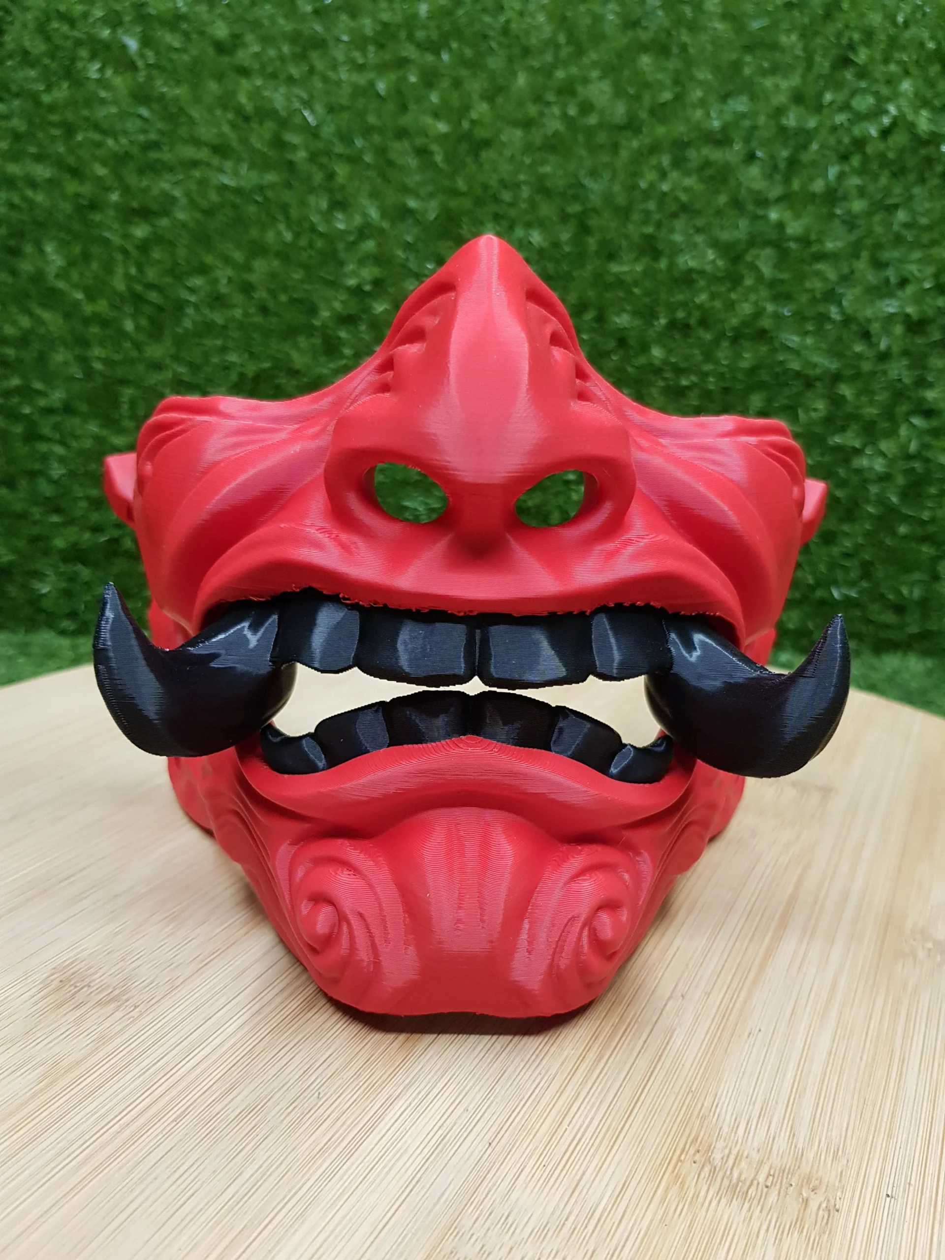 Japanese Oni Mask – Red With Black White Teeth 3