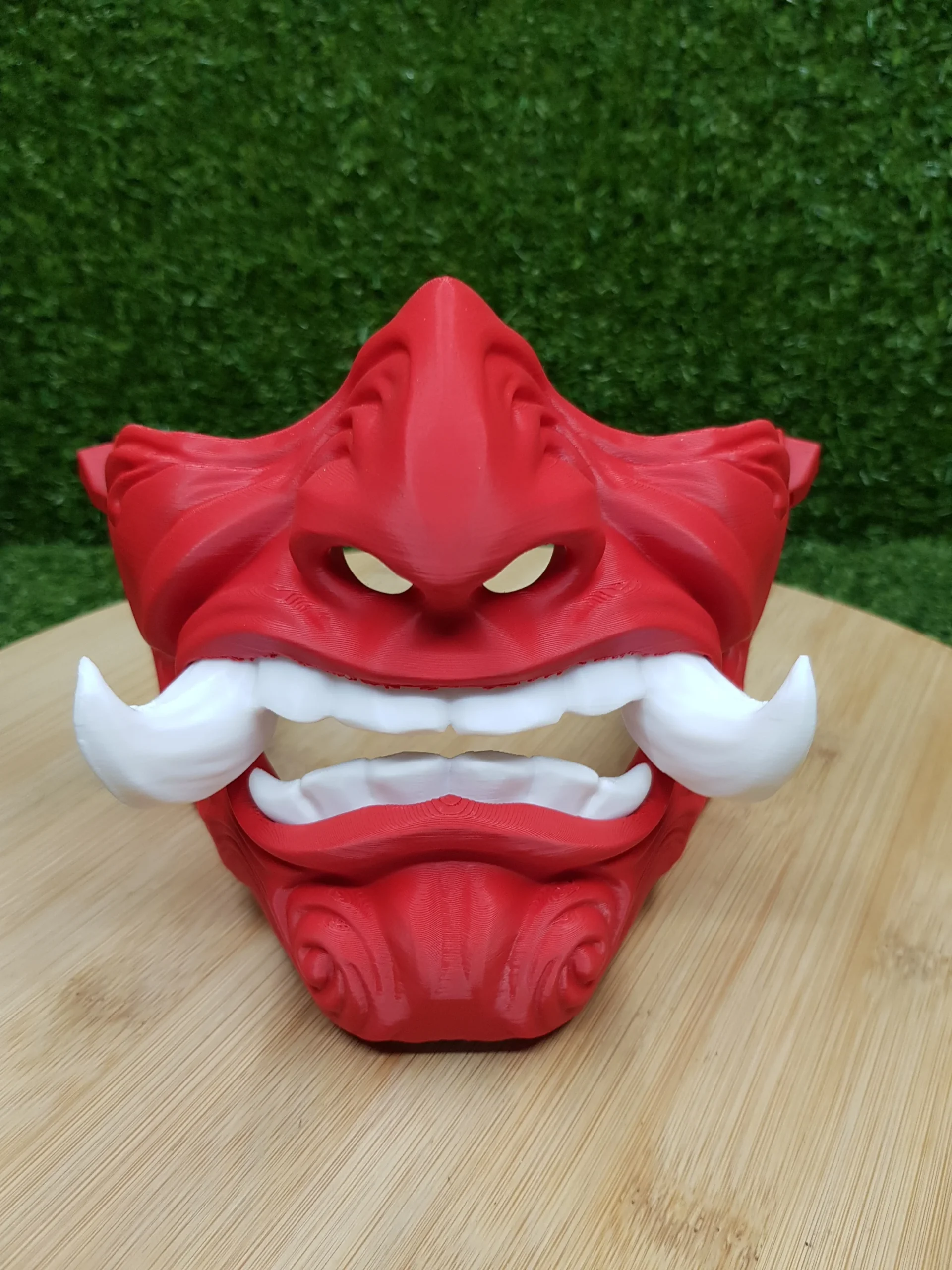 Japanese Oni Mask – Red With Black White Teeth 6