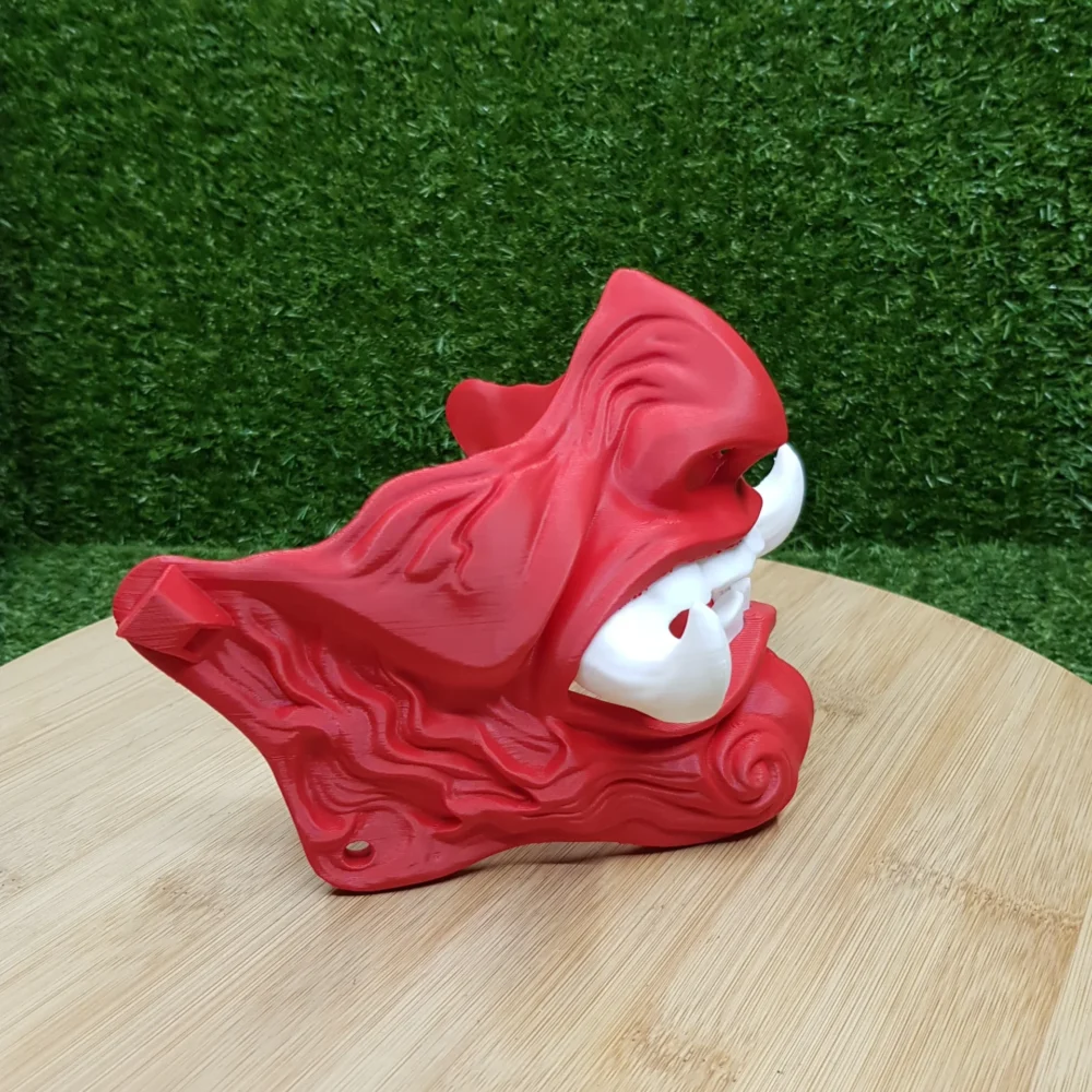 Japanese Oni Mask – Red With Black White Teeth 8