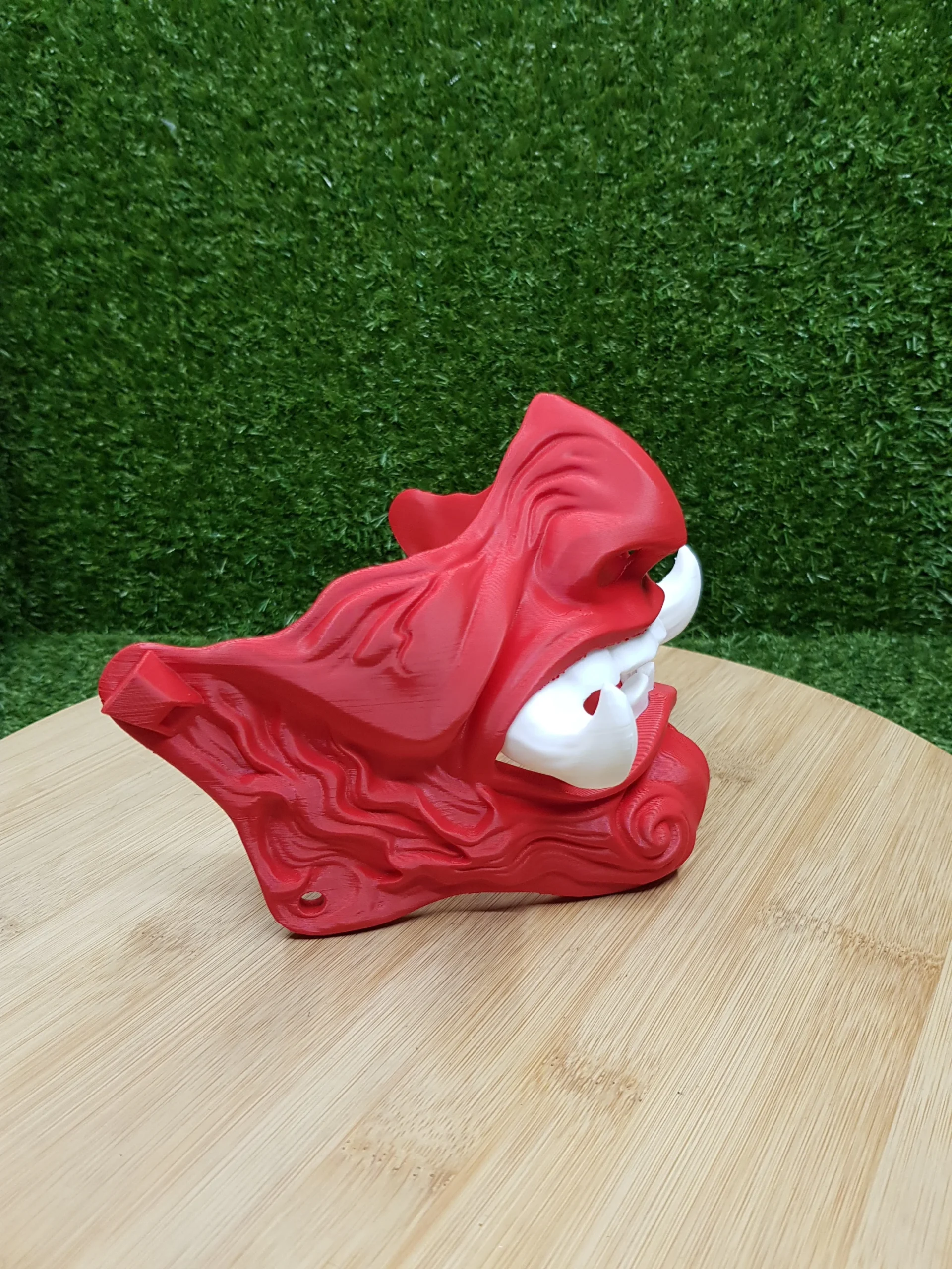 Japanese Oni Mask – Red With Black White Teeth 8