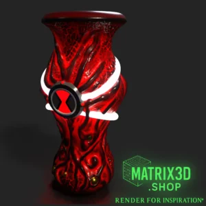 Ben 10 Omnitrix Vase 3D model rendered in red – example 2