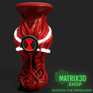 Ben 10 Omnitrix Vase 3D model rendered in red – example 3