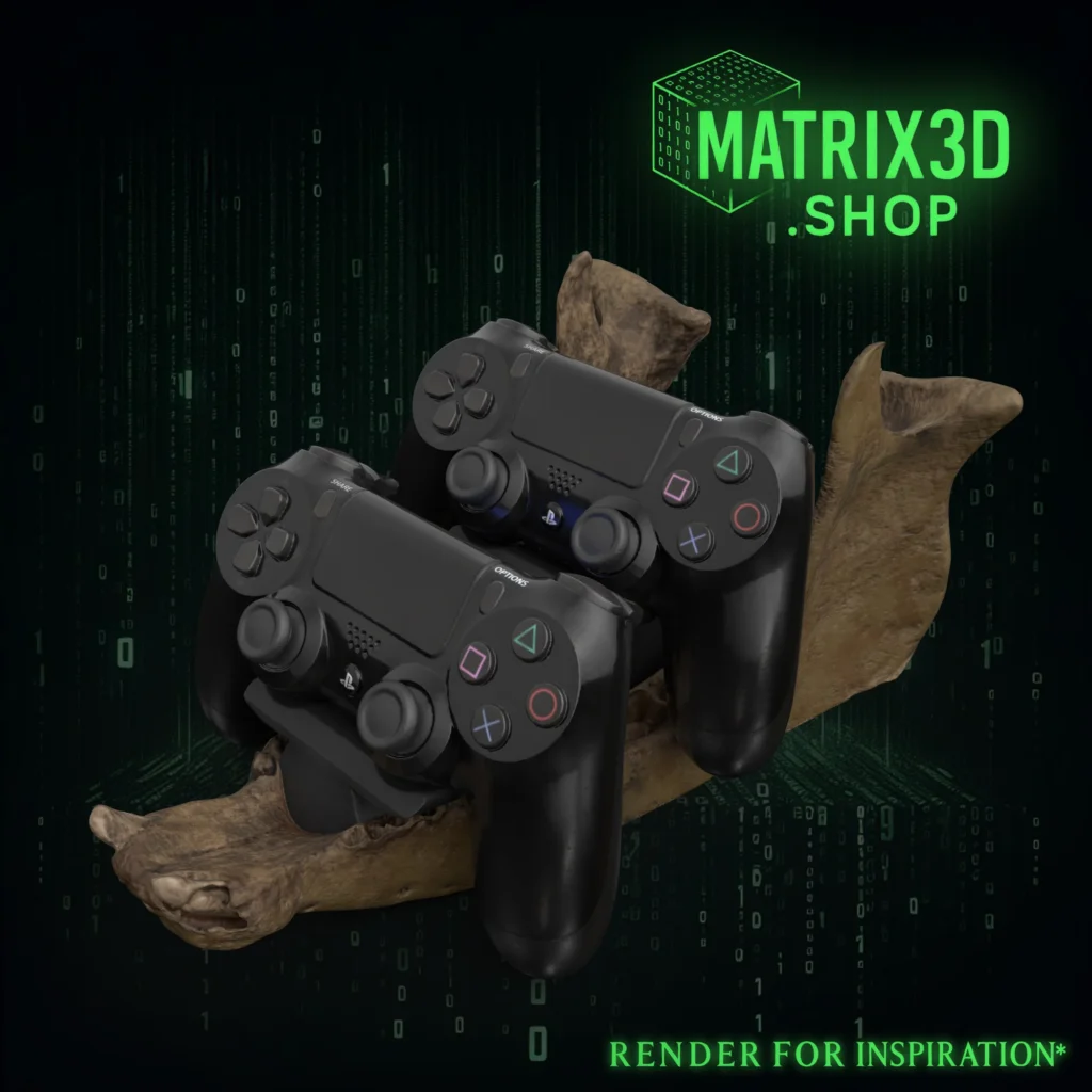 Boar Jaw Dual Controller Stand – colour render for inspiration – view 4