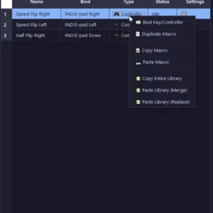 Custom Macro Binder screenshot – macro right click