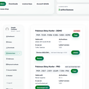 SLUM – the customer's licenses under My Account